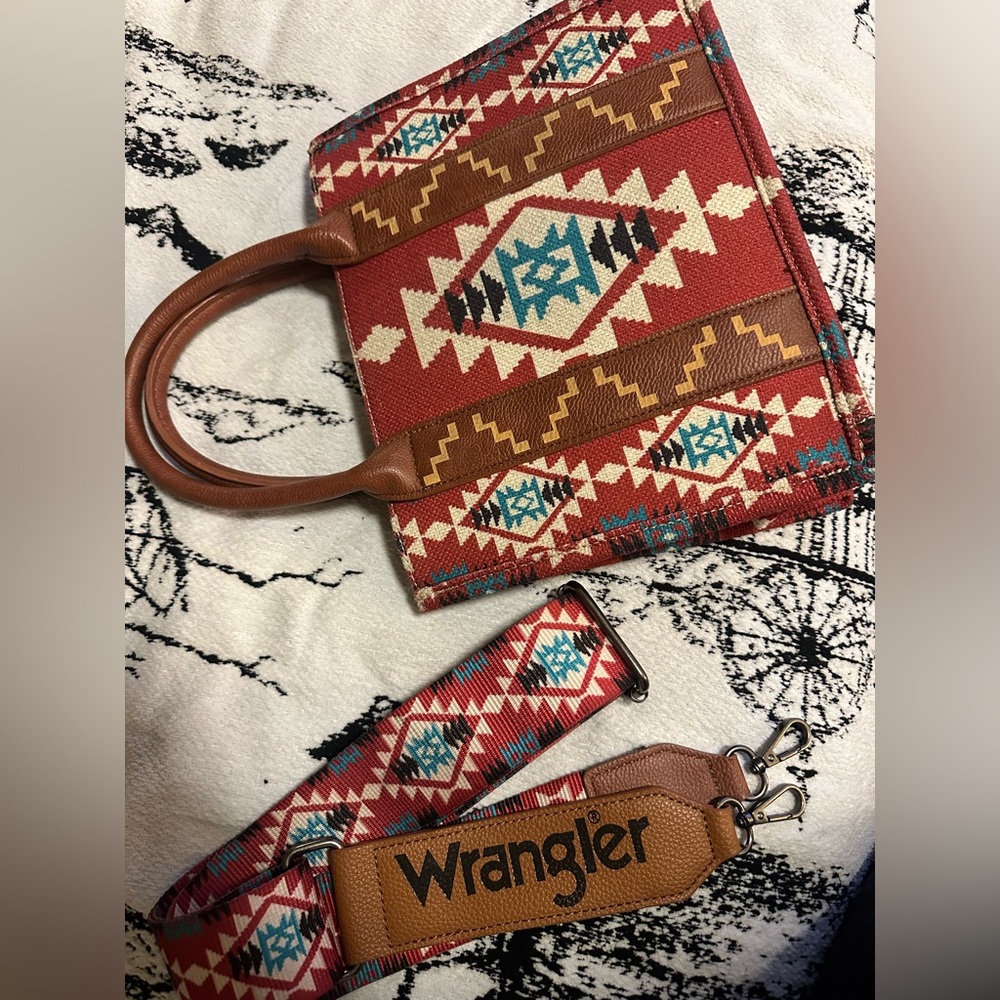 Wrangler Red and Brown Aztec Tote